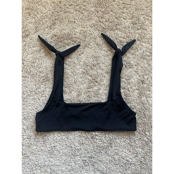 Frankies Bikinis Kendall Tie-Shoulder Bikini Top in Black Size MEDIUM - Picture 1 of 4